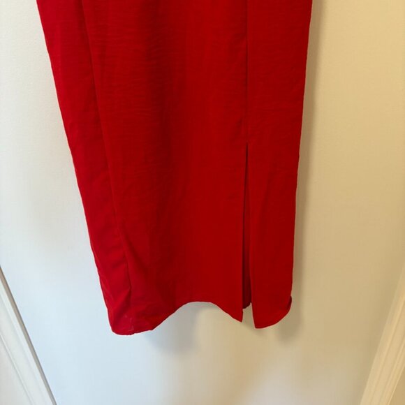 Monteau Los Angeles Red Dress Size Small with Puffy Sleeves - Picture 6 of 8